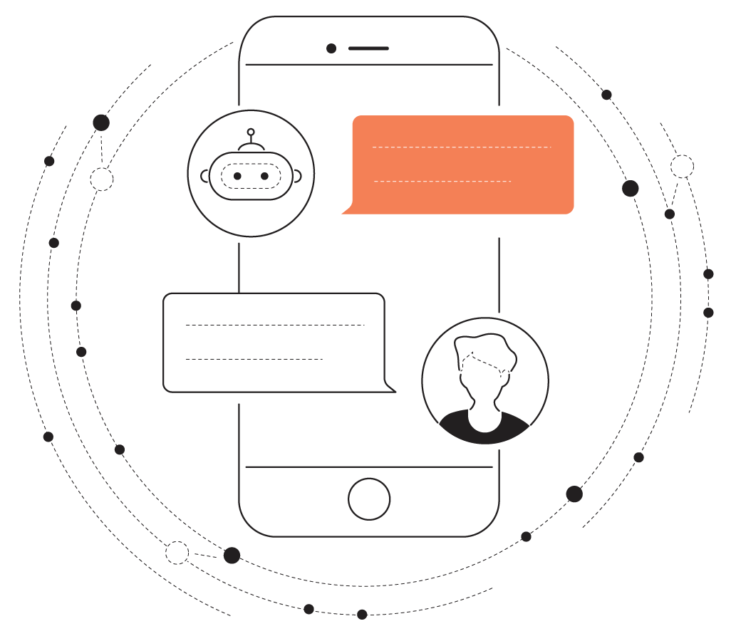 Illustration of chatbot on mobile phone Illustration of chatbot on mobile phone