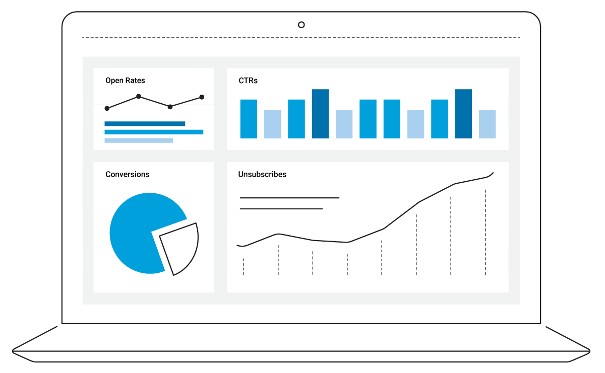 Illustration of email metrics dashboard Illustration of email metrics dashboard