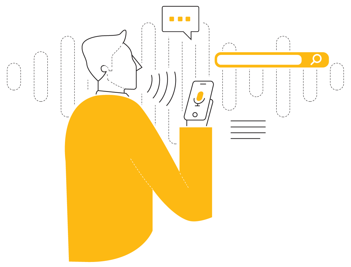 Illustration of man using voice search Illustration of man using voice search